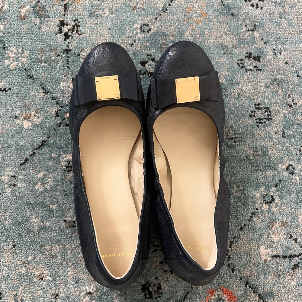 Cole Haan Tali Bow Flats (Navy Leather) Size 7.5
